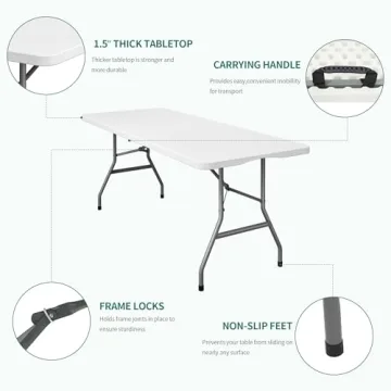 YITAHOME 6ft Heavy-Duty Folding Table for Outdoor Use