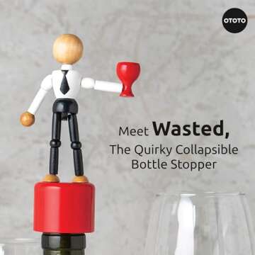 Wasted Wine Stopper by OTOTO - Wine Bottle Stopper, Wine Stoppers for Wine Bottles, Wine Accessories...