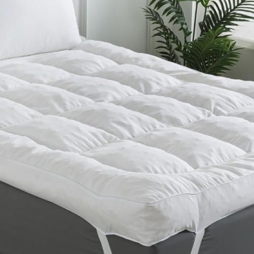 WhatsBedding 4 Inch Memory Foam Mattress Topper Queen Size, Breathable Fluffy Shredded Memory Foam Filled Pillow Top, 4 Anchor Elastic Bands, 80x60x4 Inch