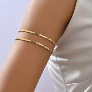 ItsStarred Minimalist Gold Arm Cuff Bracelet for Women