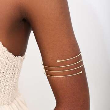 ItsStarred Minimalist Gold Arm Cuff Bracelet for Women