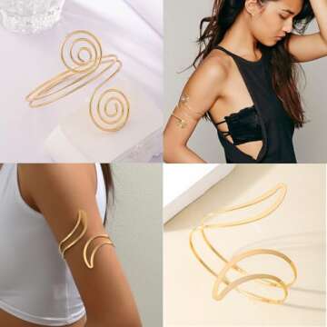 ItsStarred Minimalist Gold Arm Cuff Bracelet for Women