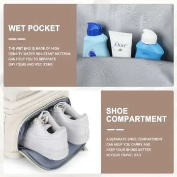 wassdins Large Travel Backpack for Women Men, Waterproof Carry on Backpack for Flight Approved, Mochila de Viaje Personal Item Luggage Backpack with Shoce Compartment, Bulto de Viaje Tiktok Backpack