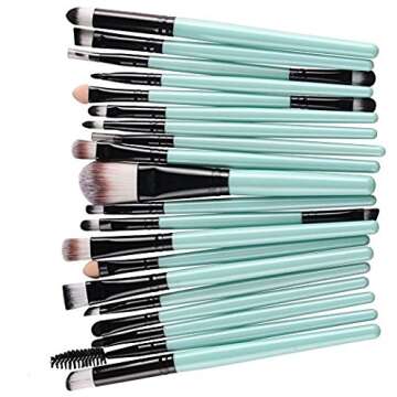 KOLIGHT 20pcs Cosmetic Makeup Brushes Set Eyeshadow Lip Brush for Beautiful Female (Green+Black)