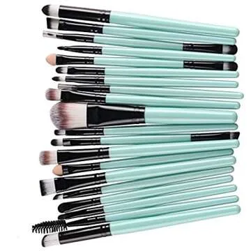 KOLIGHT 20pcs Cosmetic Makeup Brushes Set Eyeshadow Lip Brush for Beautiful Female (Green+Black)