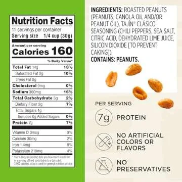 Snak Club Tajin Peanuts Gluten-Free Chili Lime Snacks