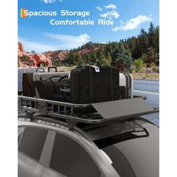 GarveeLife 64" x 39" Universal Roof Rack Carrier Basket, 200 Lbs Capacity Car Cargo Rack with Extens...