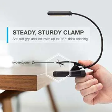 Vont Book Light, Reading Light, Rechargeable Book Light for Reading in Bed, (60 Hours) Eye Protection LEDs Reading Lamp, Clip On Light, Clamp Light, Bed Lamp, 3 Modes, Warm Amber Light (1600k)