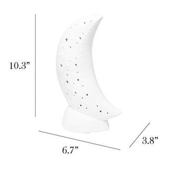 Simple Designs LT3338-WHT Porcelain Fun Shaped Crescent Moon over Clouds Celestial Table Night Light Lamp, Moon