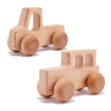 2PC Truck Shape Wooden Rattles Baby Teether Toys Montessori Inspired Teething Push Toys Perfect Show...