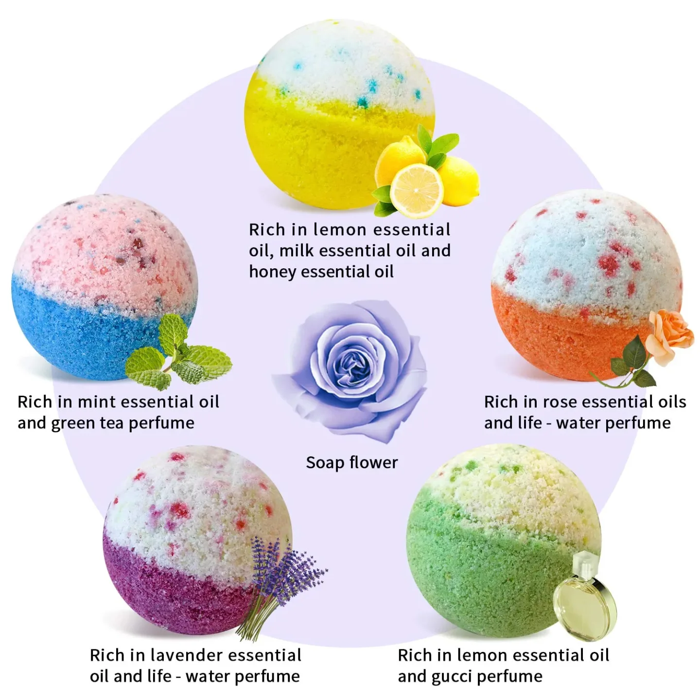 Handmade Bath Bomb Gift Set with Essential Oils