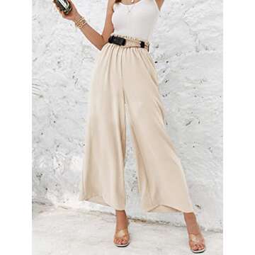 Eteviolet Women's Boho High Waisted Palazzo Pants Summer Beach Wide Leg Flowy Pants