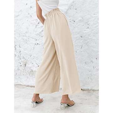 Eteviolet Women's Boho High Waisted Palazzo Pants Summer Beach Wide Leg Flowy Pants