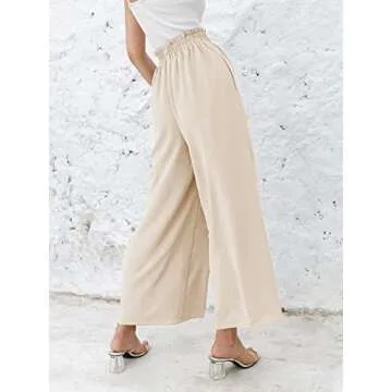 Eteviolet Women's Boho High Waisted Palazzo Pants Summer Beach Wide Leg Flowy Pants