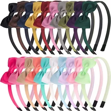 XIMA 20pcs Colorful Bows Headbands for Girls - Perfect Hair Accessories