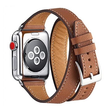 Bestig Genuine Leather Double Wrap Apple Watch Band - Stylish & Comfortable