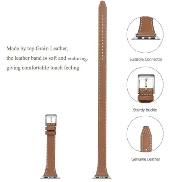Stylish Bestig Apple Watch Leather Band for All Sizes