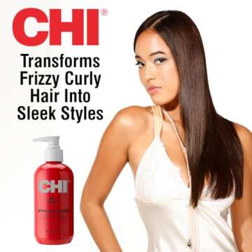 CHI Straight Guard Smoothing Styling Cream, Eliminates Frizz For Sleek & Shiny Hair, Maximum Control, 8.5 Oz