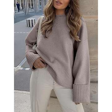 ANRABESS Women's Oversized Crewneck Long Sleeve Fuzzy Knit Casual Chunky Warm 2024 Fall Pullover Swe...