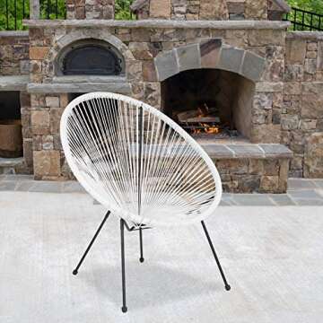 Flash Furniture Valencia Oval Comfort Series Take Ten White Papasan Lounge Chair