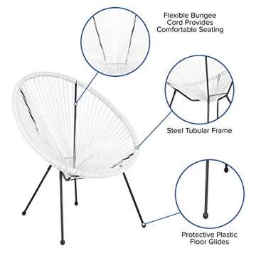 Flash Furniture Valencia Oval Comfort Series Take Ten White Papasan Lounge Chair