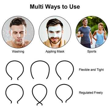 WILLBOND Hairband, 3 Pack Metal Headband for Men Unisex, Wavy Wired Zigzag Spring Sports Fashion Headwear, Non Slip Hair Hoop, Hair Accessories