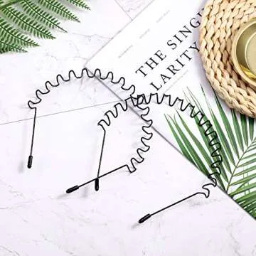 WILLBOND Hairband, 3 Pack Metal Headband for Men Unisex, Wavy Wired Zigzag Spring Sports Fashion Headwear, Non Slip Hair Hoop, Hair Accessories