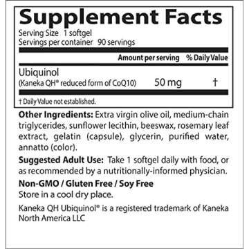 Doctor's Best Ubiquinol with Kaneka QH, Non-GMO, Gluten & Soy Free, Heart Health, 50 mg, 90 Count