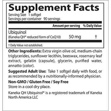 Doctor's Best Ubiquinol with Kaneka QH, Non-GMO, Gluten & Soy Free, Heart Health, 50 mg, 90 Count