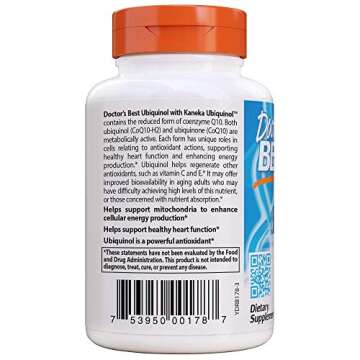 Doctor's Best Ubiquinol with Kaneka QH, Non-GMO, Gluten & Soy Free, Heart Health, 50 mg, 90 Count