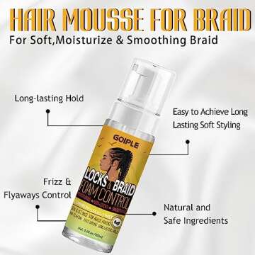 Goiple Hair Styling Mousses & Oil Set for Braids, Twist, Locs - No Flake Mousse for Style, Moisture,...