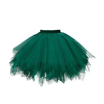 GOOBGS 1950s Vintage Ballet Bubble Skirt Tulle Petticoat in Army Green - Small/Medium