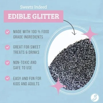 Sweets Indeed, Edible Glitter, Perfect for Drinks, Cocktails, Beverages & Cake Decorating, Dessert Cake Topper, Gift, 4 grams (Black Edible Glitter)
