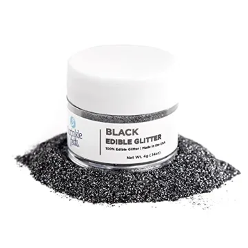 Sweets Indeed, Edible Glitter, Perfect for Drinks, Cocktails, Beverages & Cake Decorating, Dessert Cake Topper, Gift, 4 grams (Black Edible Glitter)