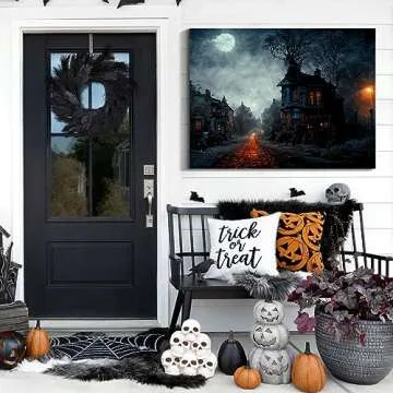 Denozer Halloween Canvas Wall Art for Spooky Decor