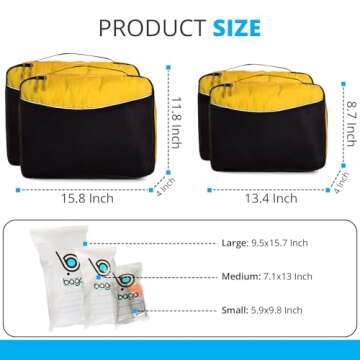bago 7 Pcs Packing Cubes for Suitcases - 4 Travel Cubes with 3 ZipLock Bags - Luggage Organizer Bags...