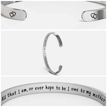 Mothers Day Gifts for Mom, Women Cuff Bracelet from Daughter Son Jewelry Cuff Bangle Birthday/Christ...