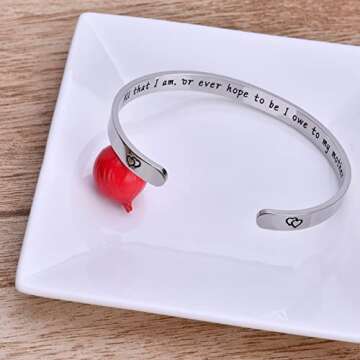 Mothers Day Gifts for Mom, Women Cuff Bracelet from Daughter Son Jewelry Cuff Bangle Birthday/Christmas for Best Unique Funny Personalized Gifts