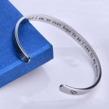 Mothers Day Gifts for Mom, Women Cuff Bracelet from Daughter Son Jewelry Cuff Bangle Birthday/Christmas for Best Unique Funny Personalized Gifts