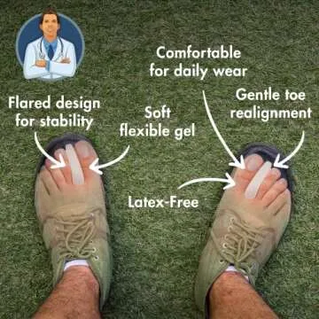 Dr. Frederick's Original Flared Gel Toe Separators - 6 ct - Soft Toe Spacers for Bunions, Overlapping Toes & Pain Relief - Orthotic Corrector for Men & Women - One Size