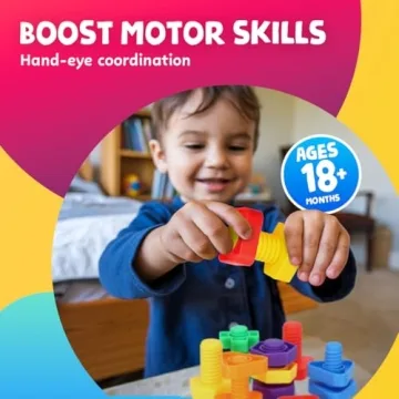 Skoolzy Plastic Nuts and Bolts Set for Toddlers - 12 Pieces