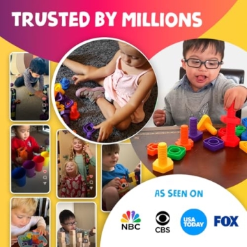 Skoolzy Plastic Nuts and Bolts Set for Toddlers - 12 Pieces