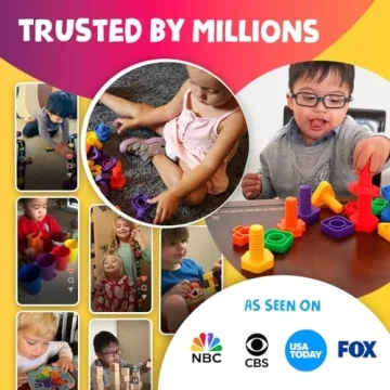 Skoolzy Plastic Nuts and Bolts Set for Toddlers - 12 Pieces