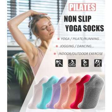 Buy Grip Socks for Women Pilates Non Slip Workout Socks