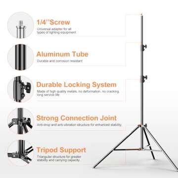 EMART 2 Pack Heavy Duty Light Stand 8.5ft, Spring Cushioned, Aluminum Construction, Photo Video Studio Tripod with Carrying Bag for Photography Lighting, Softbox, Flash