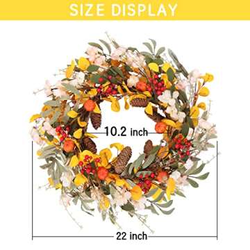 AOLIGE 22” Fall Wreath for Front Door Decor