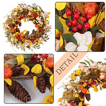 AOLIGE 22” Fall Wreath for Front Door Decor