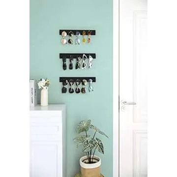 Mkono Wood Sunglasses Storage Organizer Wall Mounted Eyeglasses Holder Eyewear Display Rack Rustic Home Decor, Set of 3, Black