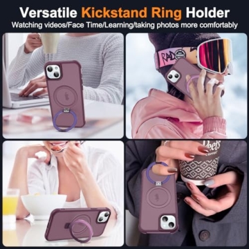 SKYLMW iPhone 13 & 14 Case - Magnetic O-Ring Stand Red