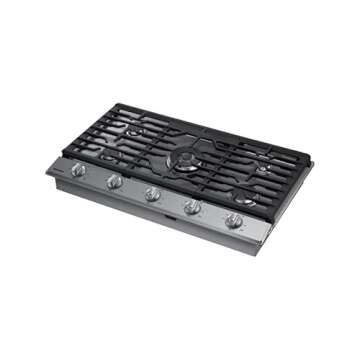 SAMSUNG 36" Built In Smart Gas Cooktop with Illuminated Knobs, 5 Burners, Stainless Steel, NA36N6555TS/AA